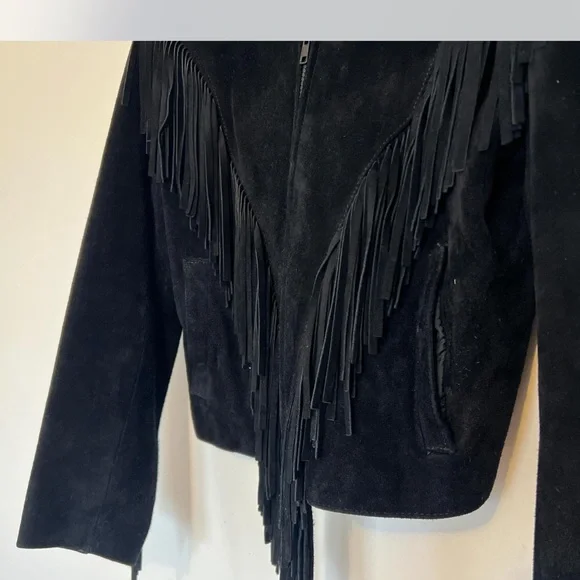 Wilsons Women's Suede Black Fringe Jacket - Picture 6 of 7